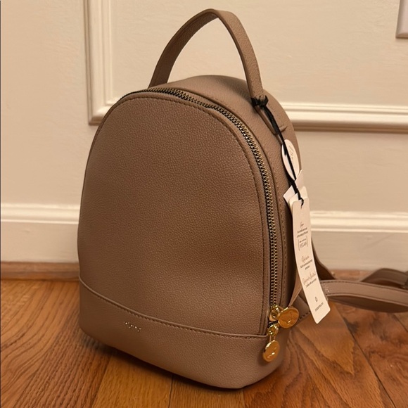 NEW Riona Mia Mini Light Brown Tan Vegan Pebbled Leather Backpack Purse - Picture 9 of 10